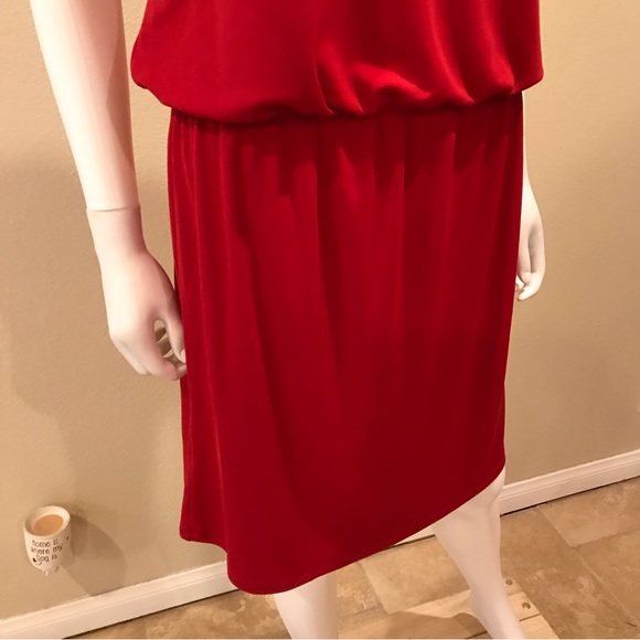 Talbots Petites Red Pullover Dress Size Small Cap Sleeve Elastic Waist Easy Care - Picture 7 of 8